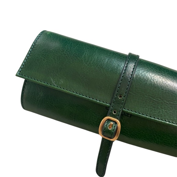 Time Resistance New Leather Green Jewelry Travel Case Madame Bovary Roll Bag - Picture 5 of 16